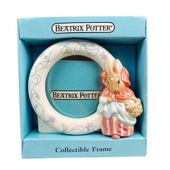 Vintage Beatrix Potter Ceramic Photo Frame 1988 Handpainted 2.5" Mrs Rabbit - Picture 1 of 4